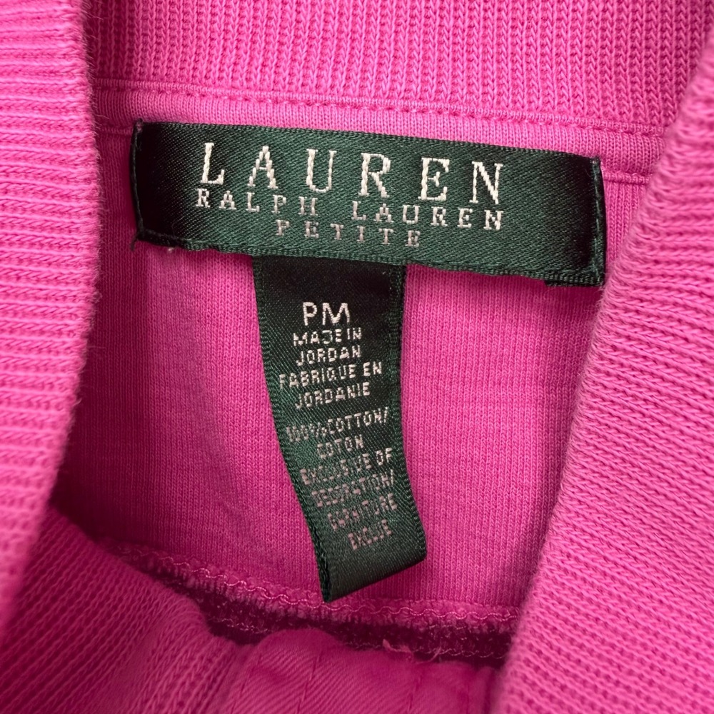 Lauren Ralph Lauren Pullover Women PM Pink Cotton Snap Neck Ribbed Knit Pullover - Picture 5 of 7